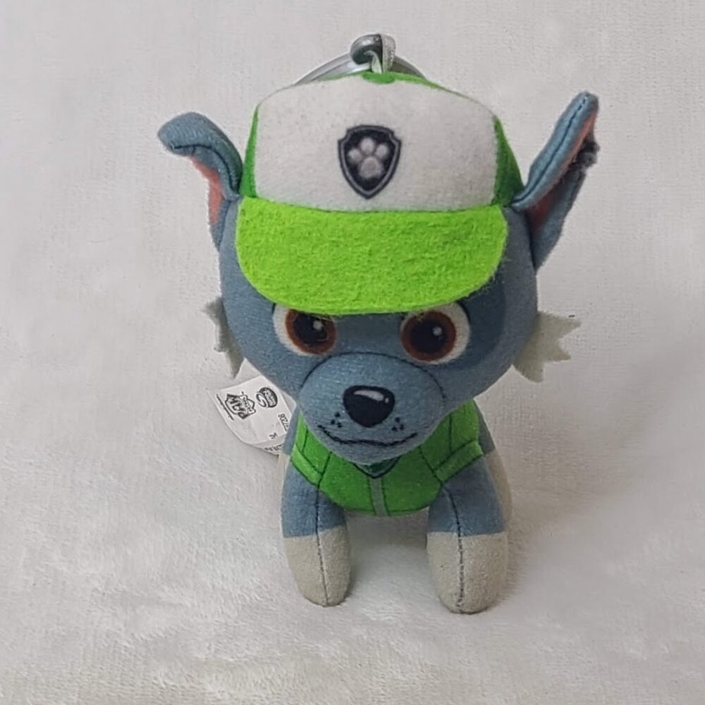 Paw Patrol Rocky Mini Plush Bag Clip On Backpack Hanger Stuffed Dog 4.5" - Picture 2 of 6